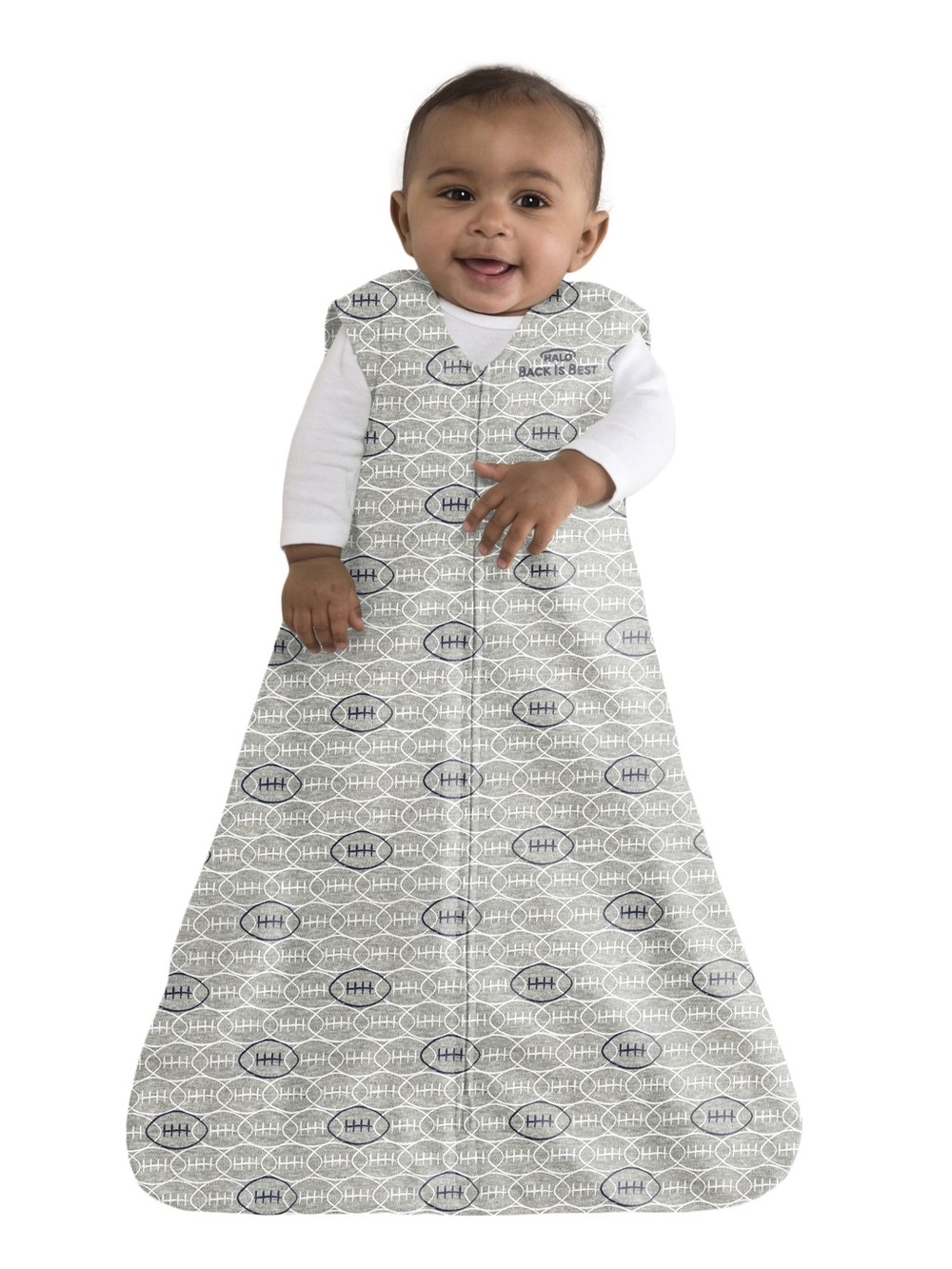 TWO Halo SleepSack Wearable Blanket Football Print Gray Size Small 0-6M 10-18lbs